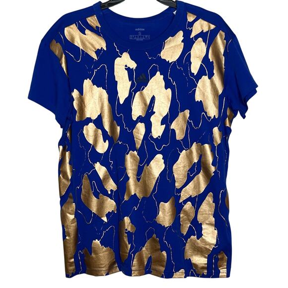 Adidas × Zoe Saldana Royal Blue Copper Metallic Short Sleeve Tee Small - Picture 2 of 10